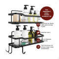 Estante organizador baño ducha set x2 adhesivo con ganchos Plateado