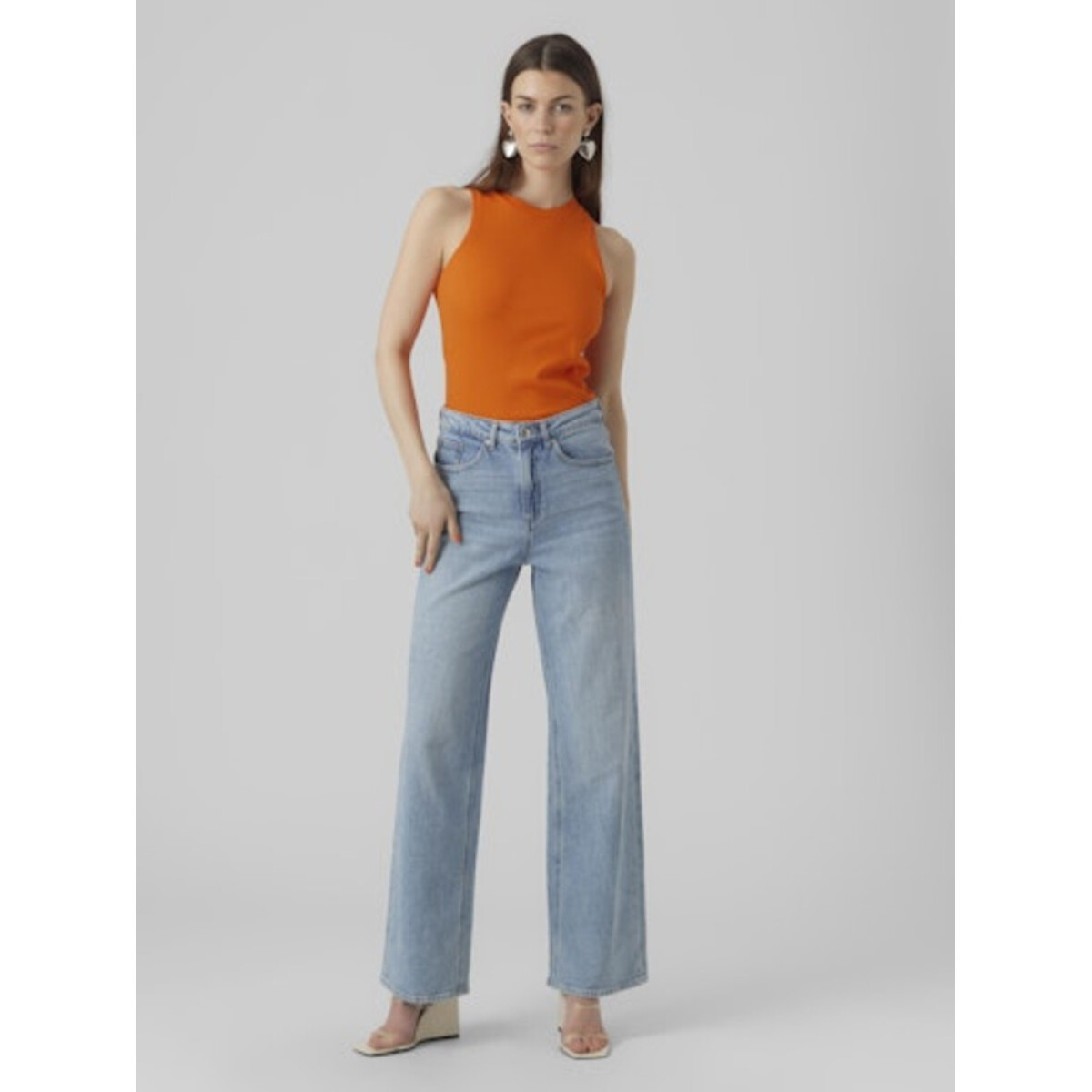 VMLAVENDER SL O-NECK TOP VMA NOOS - Scarlet Ibis 