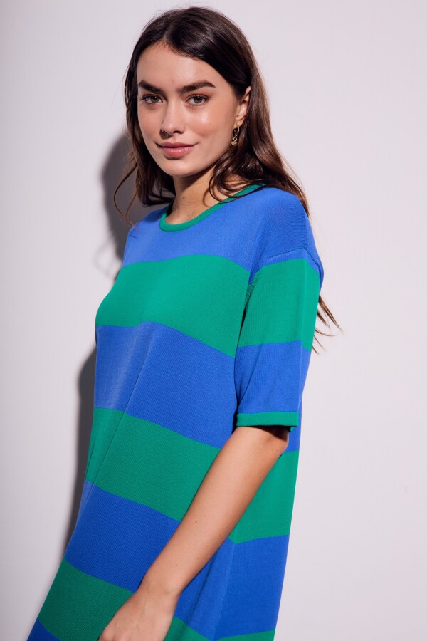 Vestido Tejido Rayado Verde