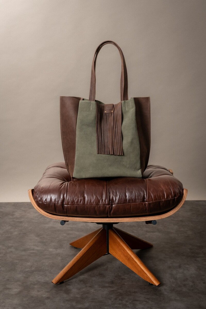 Bolso tote de cuero Tostado