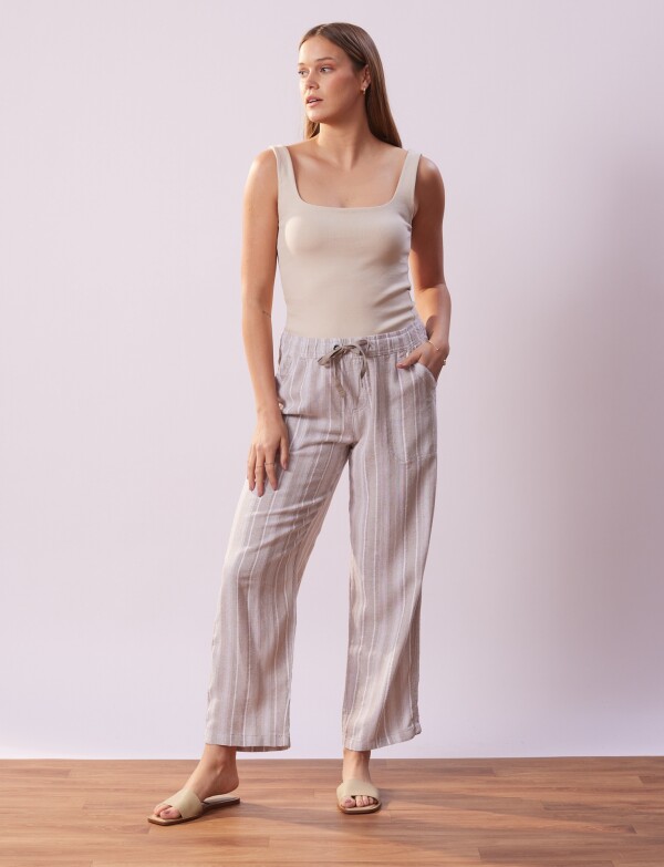 Pantalon Lino MULTI/BEIGE