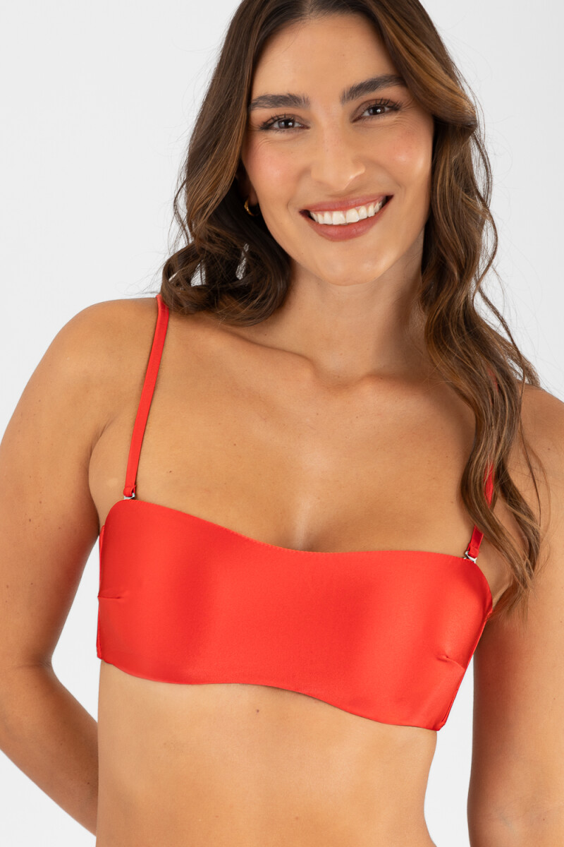 Top strapless Hot red metal