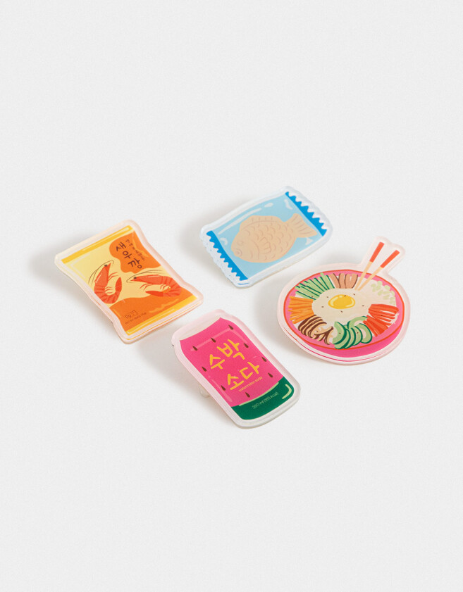 Pin Acrilico Set De Pins Korean Food - Combinacion Multicolor