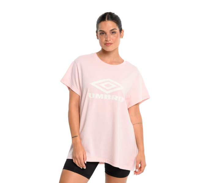 Remera Over Dama Rosa/Blanco