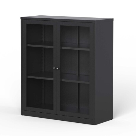 APARADOR 2P VIDRIO METAL NEGRO OLIVIA