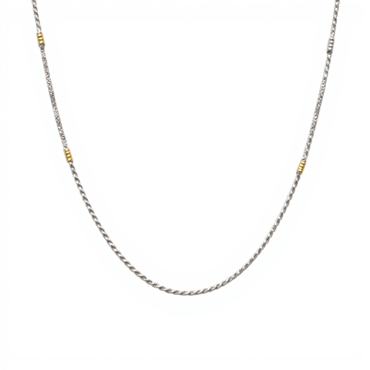 Cadena Espiga-Plata y Oro-Sin Piedra-CD5017 - sinpiedra 