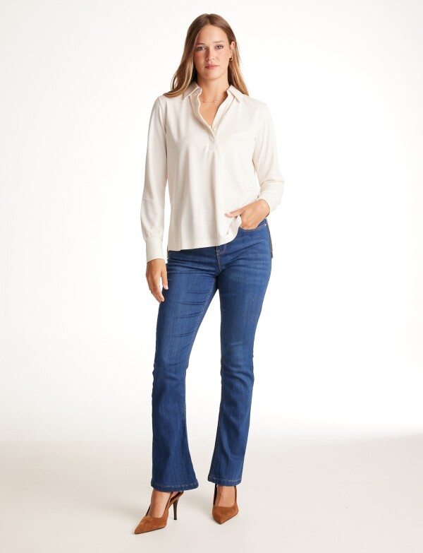 Remera Cuello Solapa BEIGE CLARO