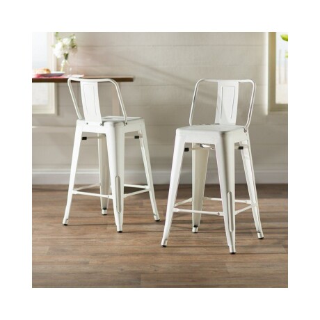 Taburete Tolix en metal con respaldo Blanco