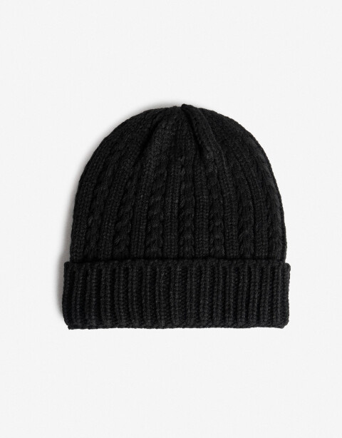 Gorro Plano Liso Gorro Tejido Trenzado Negro - Negro