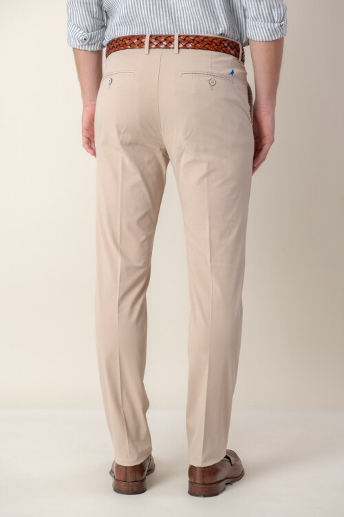 Pantalón de algodón Slim Fit Beige