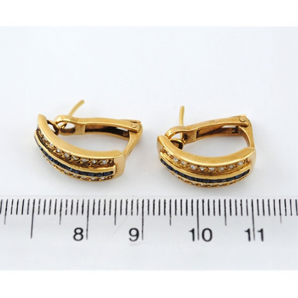 Caravanas Oro 18K Con Brillantes Y Zafiros Caravanas Oro 18K Con Brillantes Y Zafiros