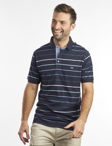 Polo Jersey Rayada Aqua