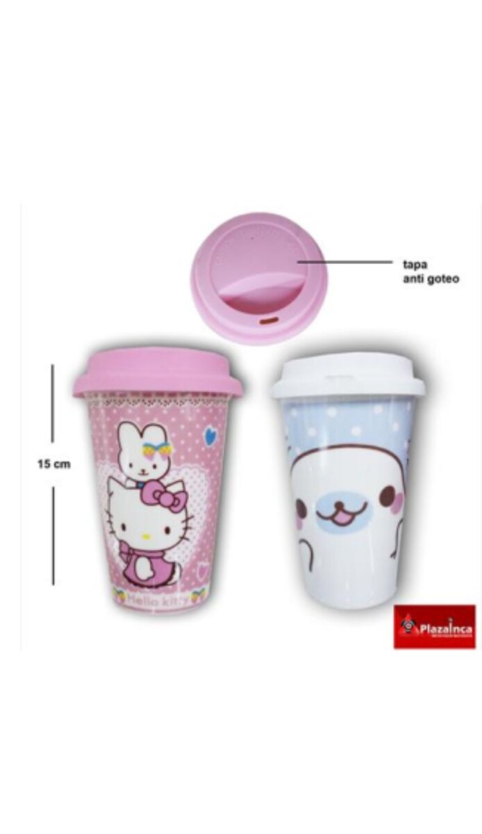 VASO INFANTIL SWEET LOVE C/TAPA PLASTICO 