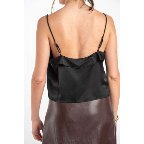 Musculosa Volado Saten Negro