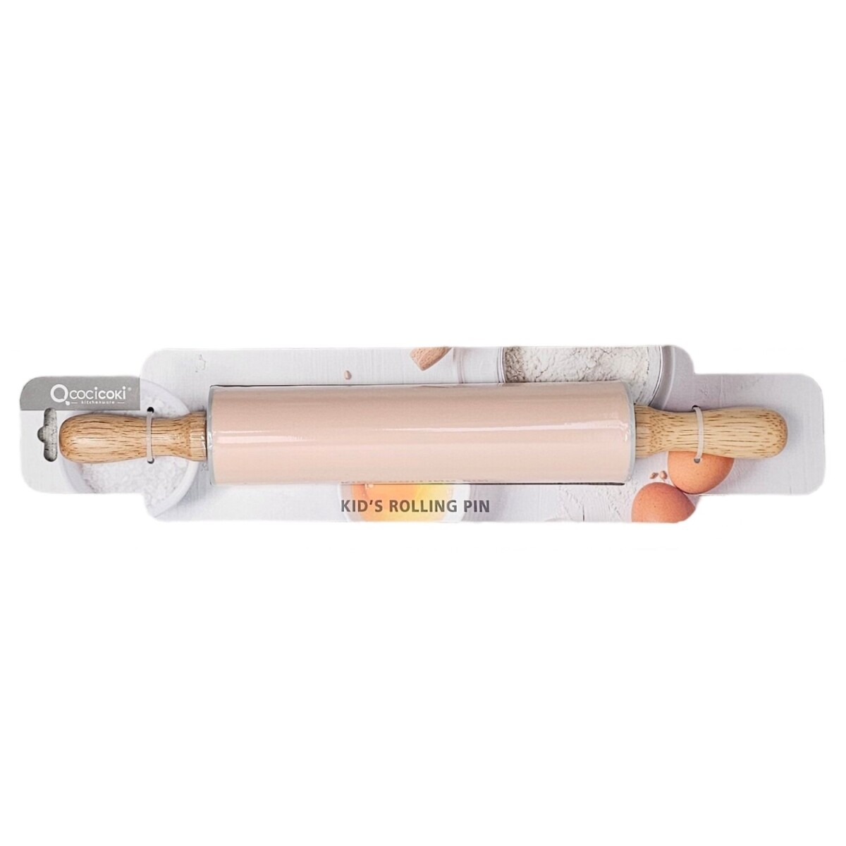 Palo Palote Rodillo de Cocina Para Amasar en Silicona Madera - Salmón 