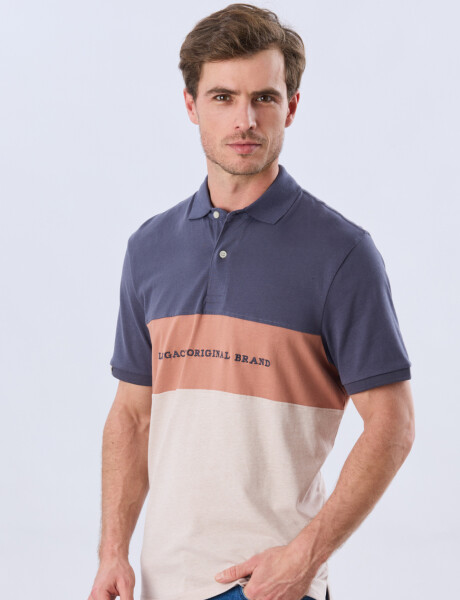 REMERA POLO RAYADA JERSEY Azul Oscuro