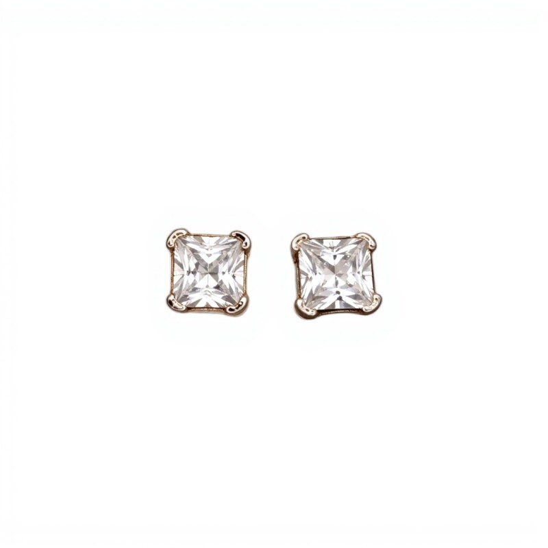 Caravanas Cuadrado-Plata 925-Piedra Zirconia-CA3132 conpiedra