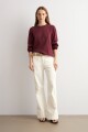 Remera mangas poplin ciruela