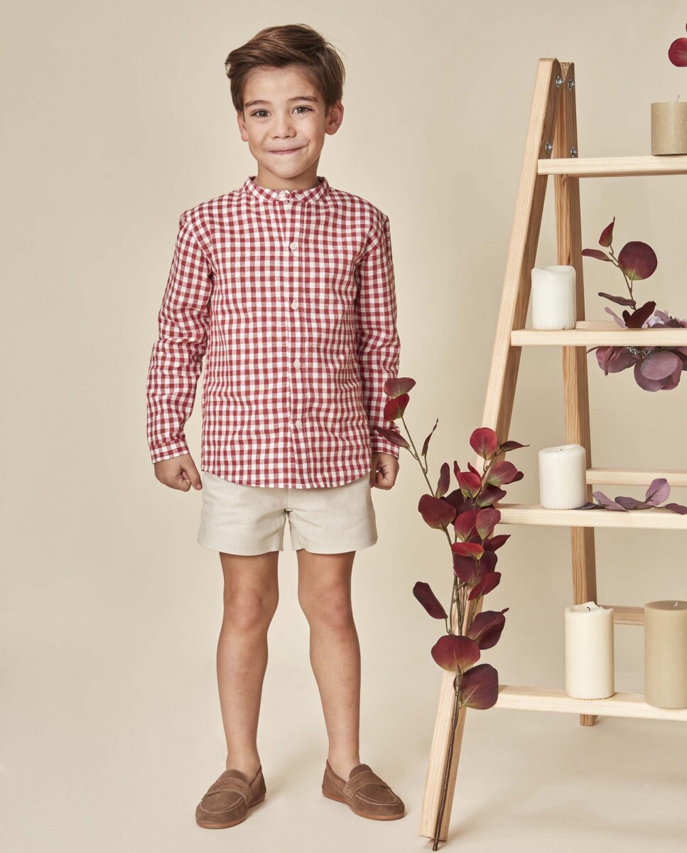 Camisa Mao Cuadros Lino - Rosa 