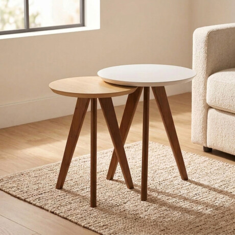 Mesas Laterales Classic - Duo Off White y Natural