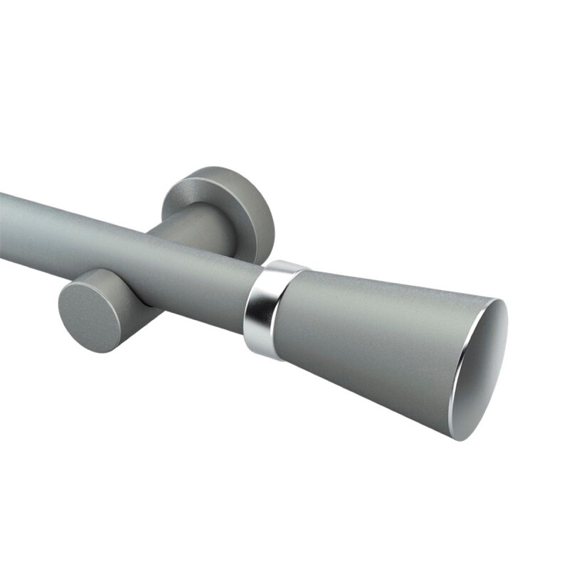 Barrote cortina de metal 2 m + 2 Soportes PLATEADO