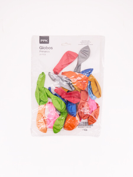 GLOBOS PRIMARIOS 24 PCS MULTICOLOR