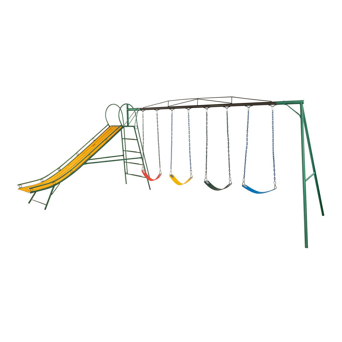 Juego Combinado Infantil con tobogán N°4. 4 hamacas de cincha. 