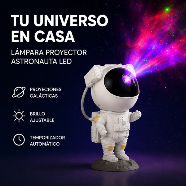 Proyector De Estrellas Astronauta Galaxia Nebulosa Control Noche Brazo Móvil