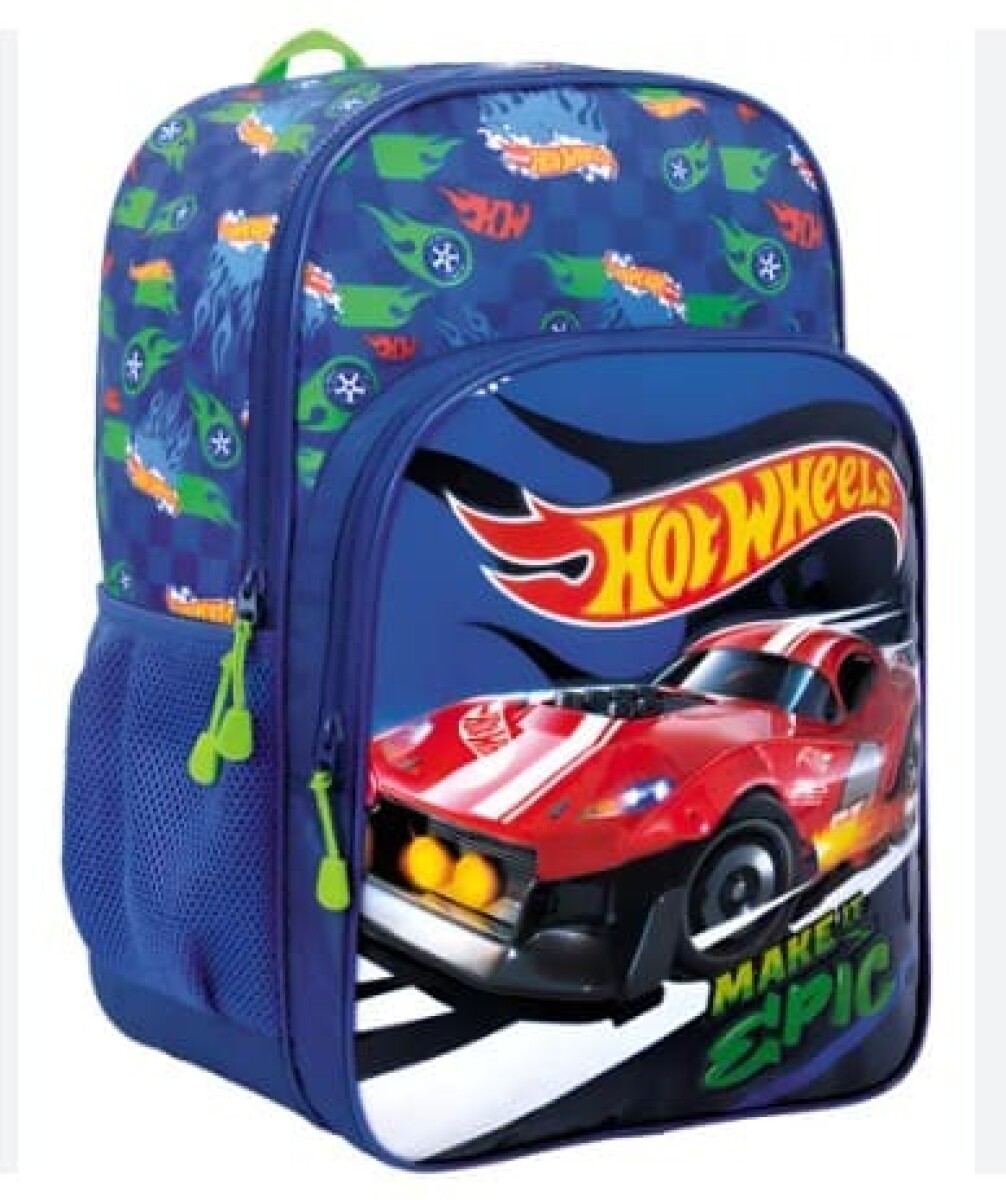 Mochila Hot Wheels 17" - Azul Marino - Verde 