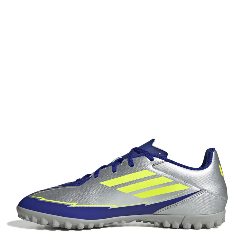 Championes de Fútbol 5 Unisex Adidas F50 Club TF Messi Plateado - Azul - Amarillo