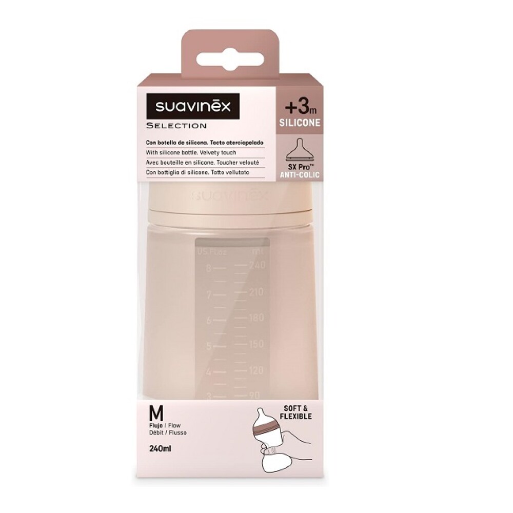 Biberón Silicona Fisiológico Suavinex Essence 240ml rosa