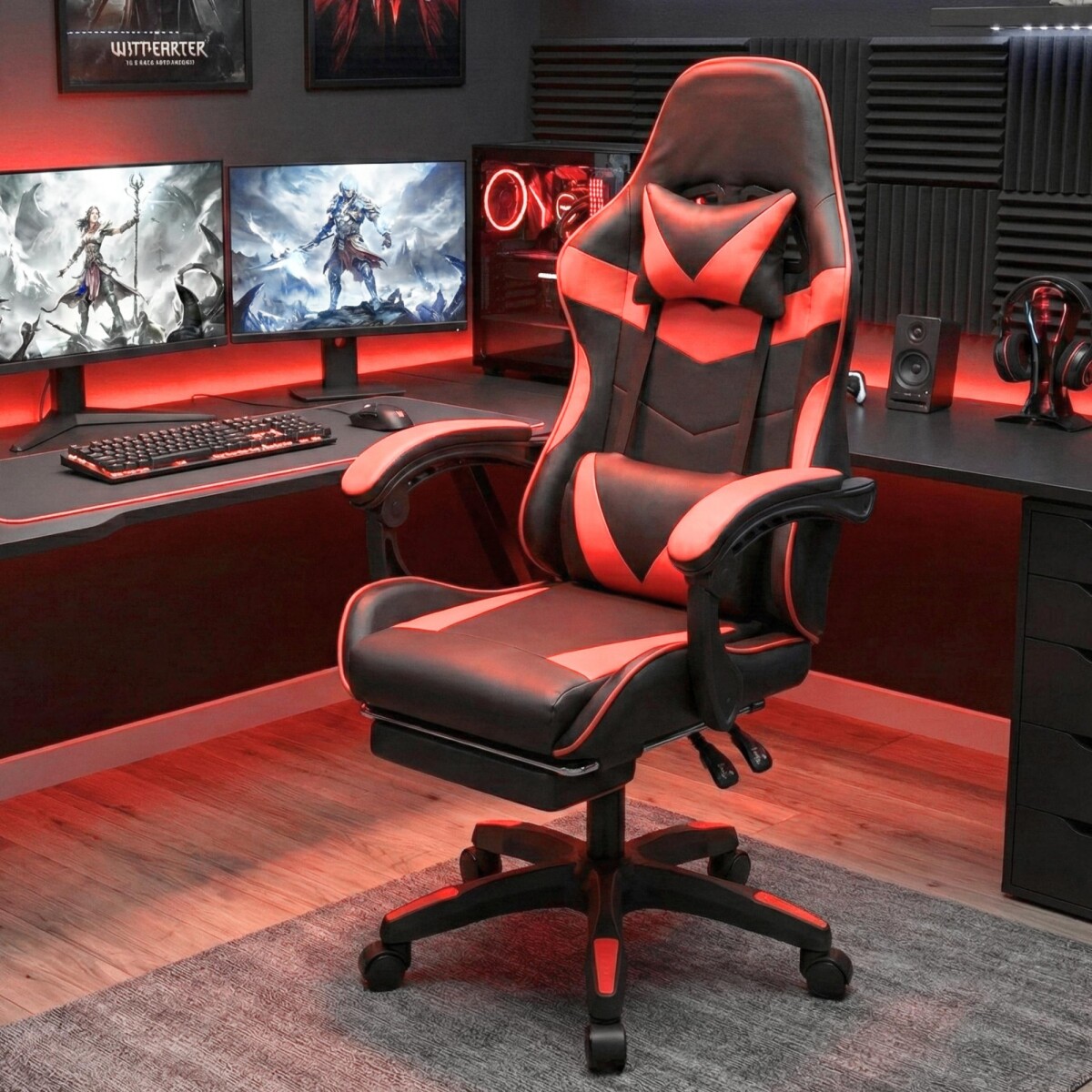 Silla Gamer Gaming Ergonomica Reclinable - PU - Rojo 