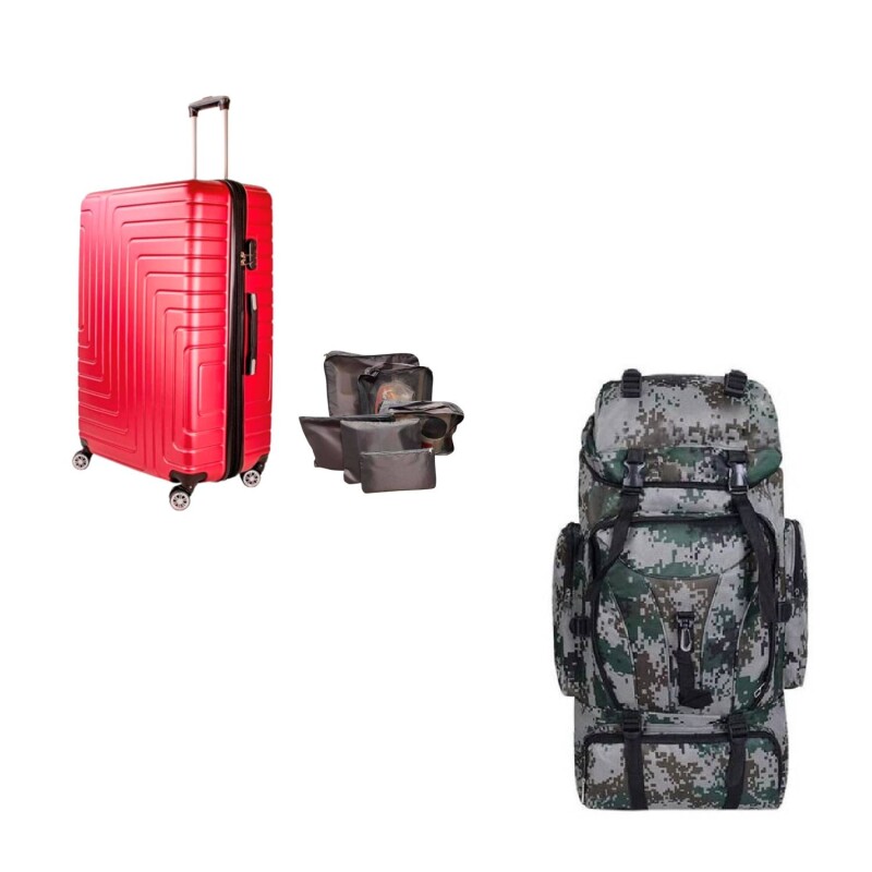 Valija Carry-on de mano + Mochila Para Mochilero 60L Rojo