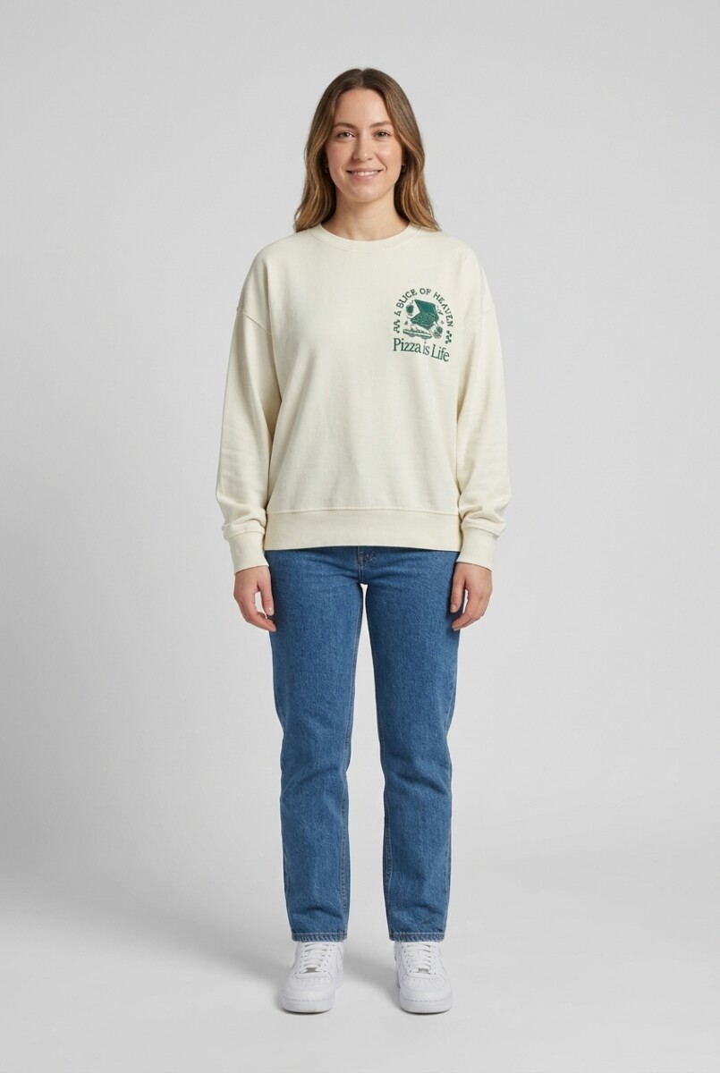Sweatshirt estampado Pizza is Life - Crudo 