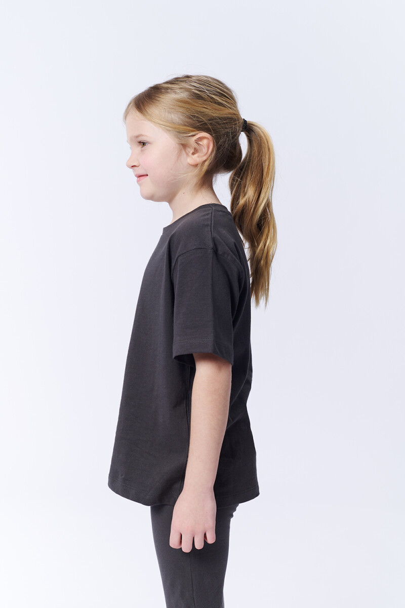 Remera Manga Corta Estampa Corazón Gris Oscuro