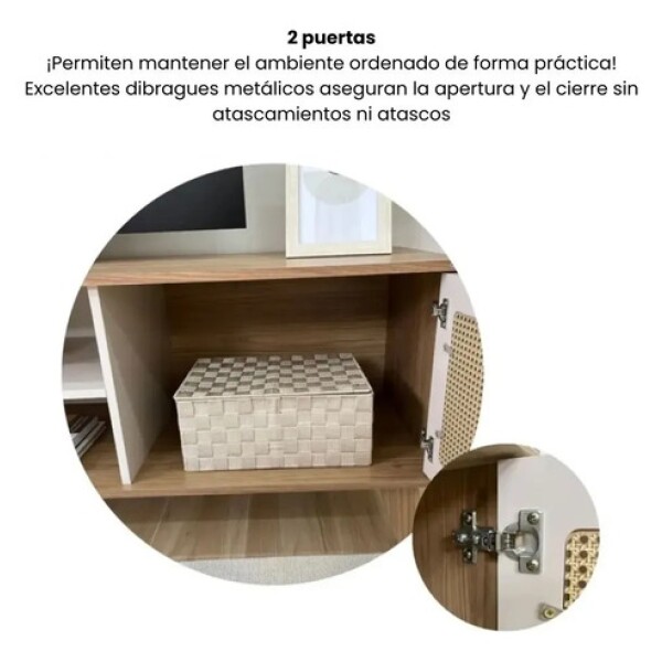 Rack ComboHome Tv 50'' Rattan 2 Puertas 1 Estante Nórdico Blanco 1