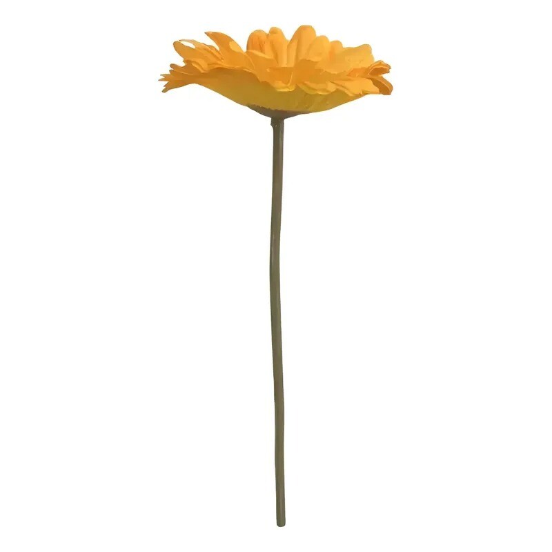 Flor Artificial Gerbera amarilla tallo corto Flor Artificial Gerbera amarilla tallo corto