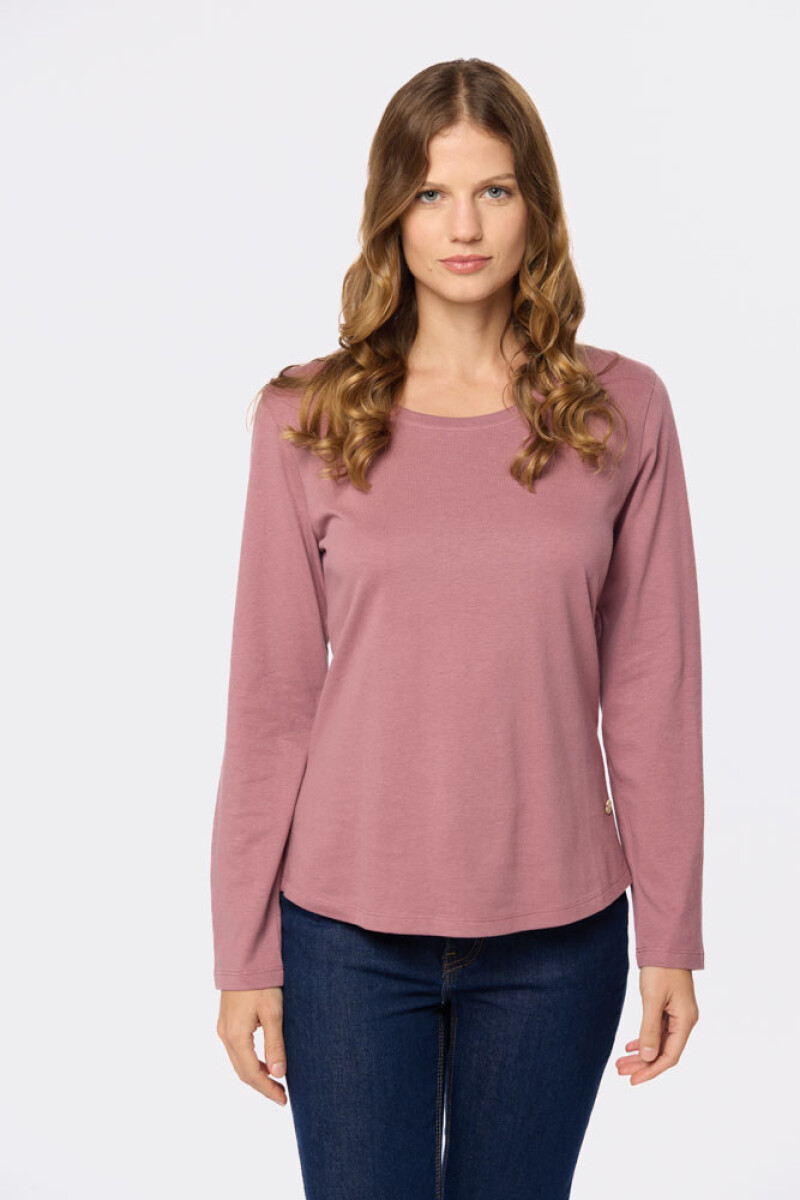 REMERA LISA MANGA LARGA - Rosa Oscuro 