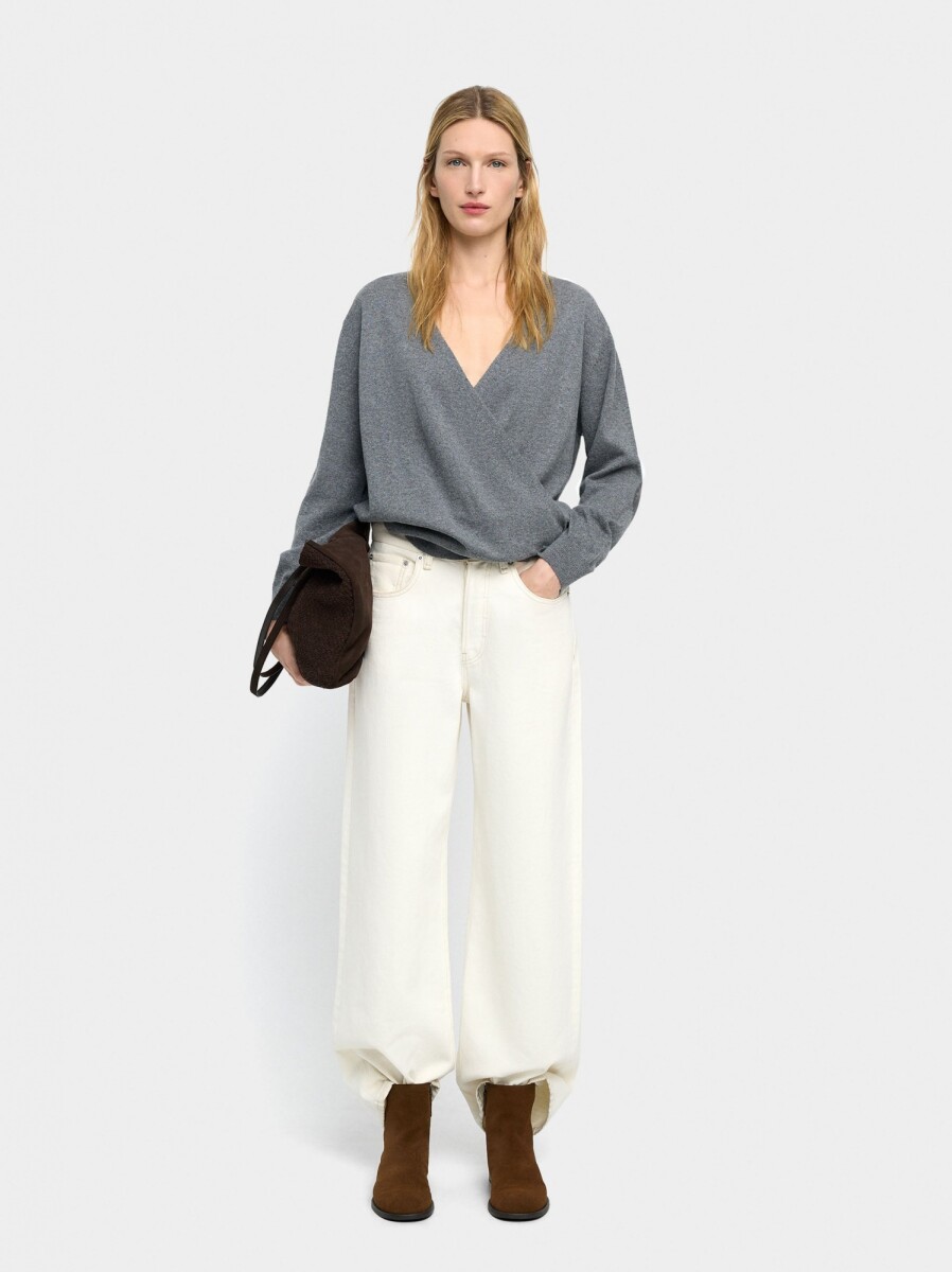 Jersey De Punto Cruzado - gris 