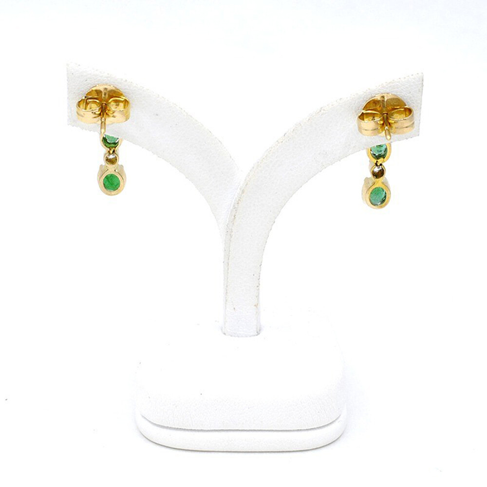 Caravanas En Oro 18K Con Brillantes Y Esmeraldas Caravanas En Oro 18K Con Brillantes Y Esmeraldas