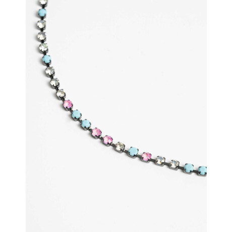 Collares Cortos Strass Combinacion Multicolor