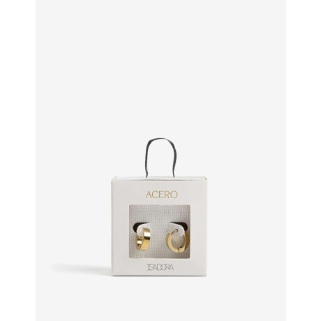 Argollas Acero Con Cubic Dorado