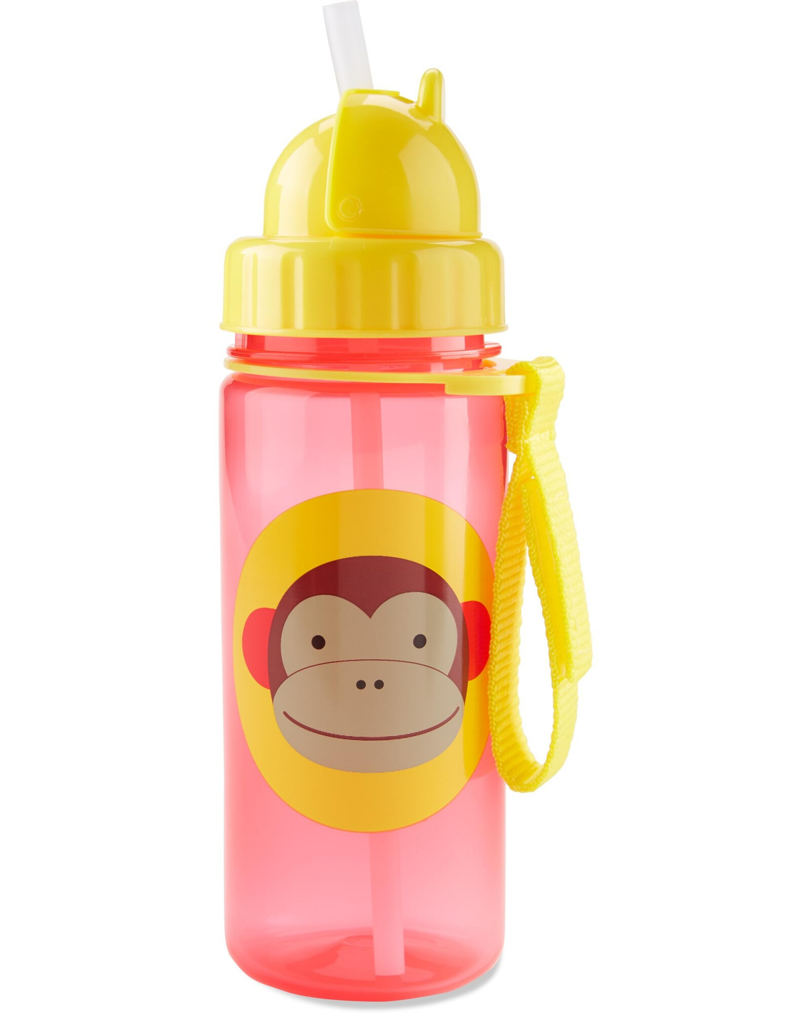 Botella con sorbito, diseño mono Botella con sorbito, diseño mono