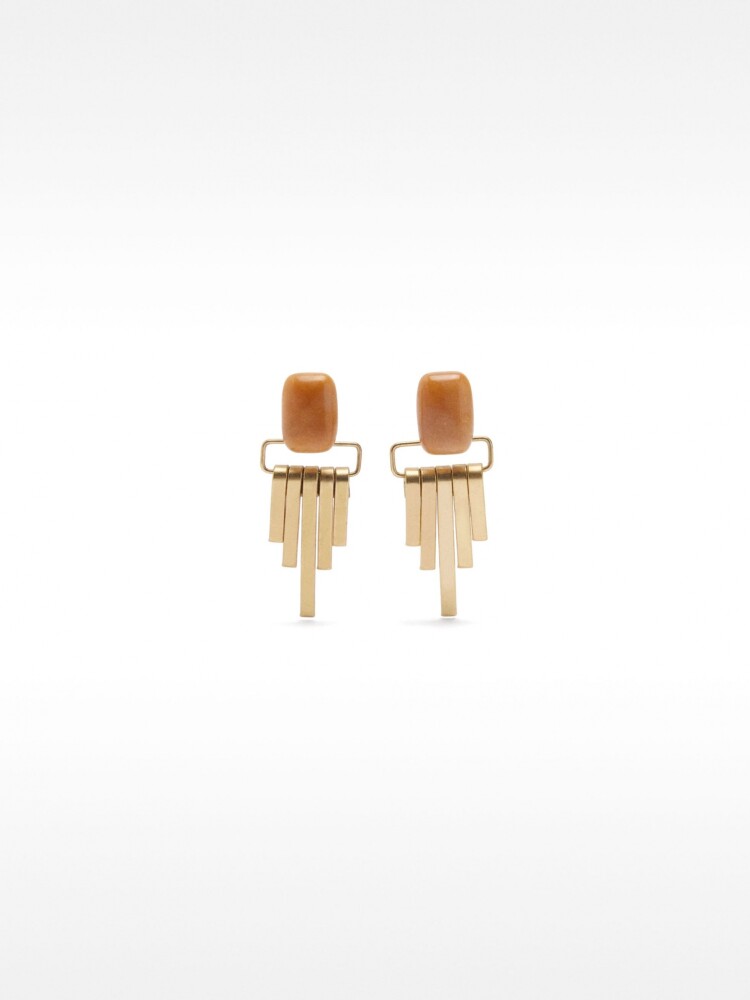 Pendientes Largos Con Piedra naranja