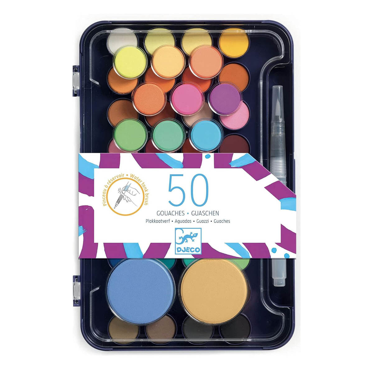 Acuarelas y pincel 50 colores Djeco 