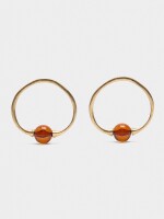 Pendientes De Aro Con Esfera marron