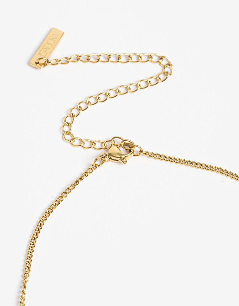 Cadena Corta con Dije Metal Collar Acero Inicial C - Dorado