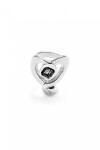 ANILLO EN ALEACIÓN DE METALES BAÑADO EN PLATA DE LEY CON CORAZON Y CRISTAL NEGRO Anillo