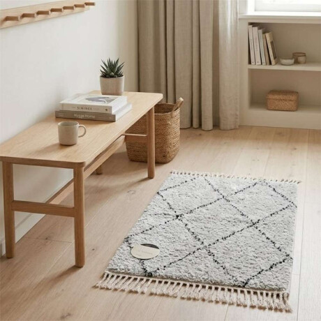 Alfombra 50X80Cm Rombos Blanco Y Negro