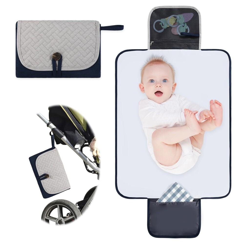 Cambiador portatil capitoneado XL Azul marino gris